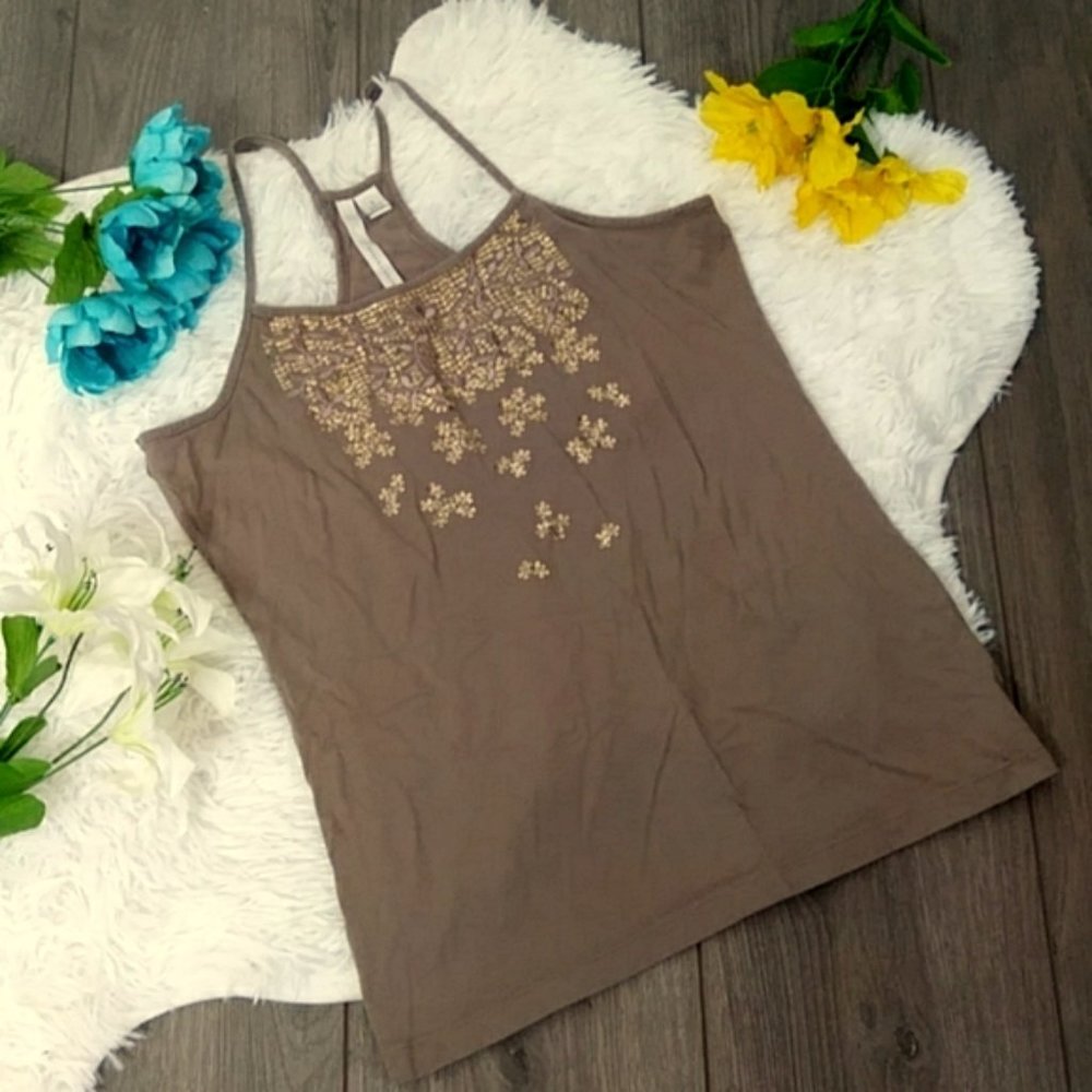 2/$24 Lauren Conrad Brown Sequin Tank Top
